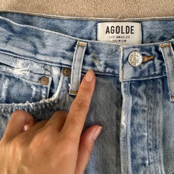 AGOLDE High Rise Distressed Denim Cutoff Shorts Size 24 - Picture 8 of 11